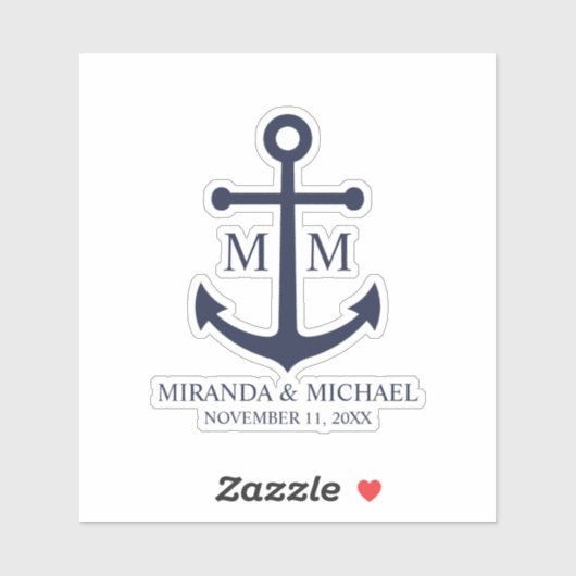 Marineblaue Anker-Hochzeit Aufkleber (Blatt)