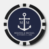 Marineblaue Anker-Hochzeit Pokerchips (Vorderseite)