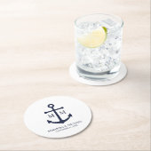 Marineblaue Anker-Hochzeit Runder Pappuntersetzer (Vor Ort)