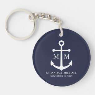 Marineblaue Anker-Hochzeit Schlüsselanhänger