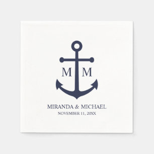 Marineblaue Anker-Hochzeit Serviette