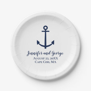 Marineblaue Anker Hochzeitspapierteller Partyzubeh Pappteller