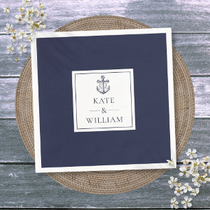 Marineblaue Anker-nautische Hochzeit Serviette
