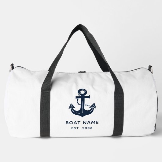 Marineblaue Anker personalisierte Bootsname Duffle Bag (Vorderseite)