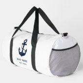 Marineblaue Anker personalisierte Bootsname Duffle Bag (Rechte Ecke)