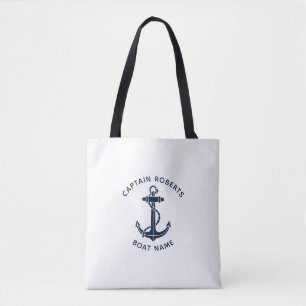 Marineblaue Anker-Schiffsführer-Name Benutzerdefin Tasche