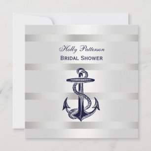 Marineblaue Anker-Silber-Gewicht-BG-SQ-Junggeselli Einladung