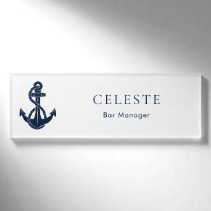 Marineblaue Anker und Bootsbesatzung der Marine Namenschild