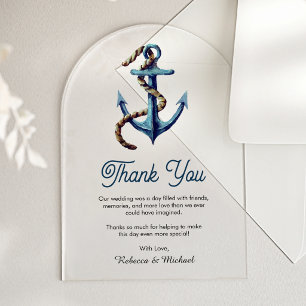 Marineblaue Ankerleine Nautische Hochzeit Danke Acryleinladungen