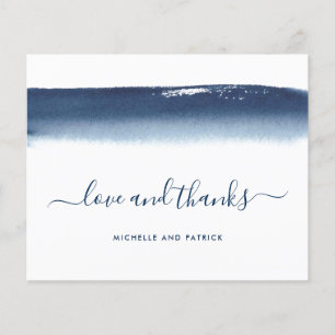 Marineblaue Aquarell-Budget-Hochzeits-Dankeskarten