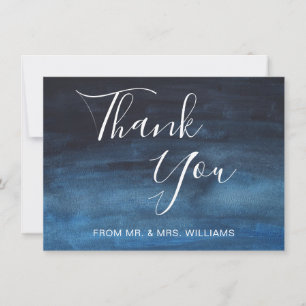 Marineblaue Aquarell-Moderne Winterhochzeit Dankeskarte