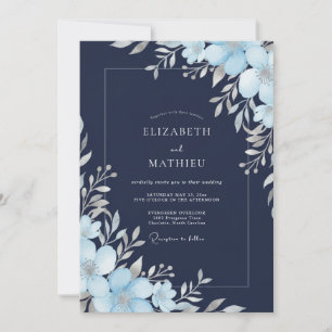 Marineblaue Arktische Hochzeit Einladung