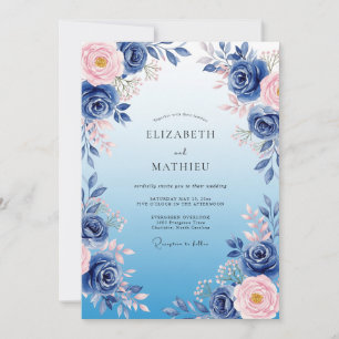 Marineblaue ätherische Winterhochzeit Einladung
