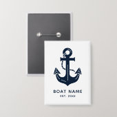 Marineblaue benutzerdefinierte Bootname Button (Vorderseite/Rückseite)