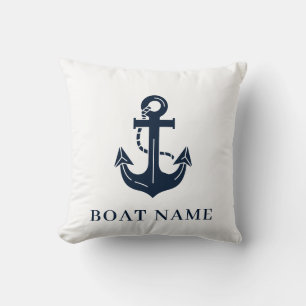 Marineblaue benutzerdefinierte Bootname Kissen
