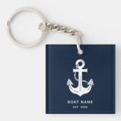 Marineblaue benutzerdefinierte Bootname Schlüsselanhänger (Vorderseite)