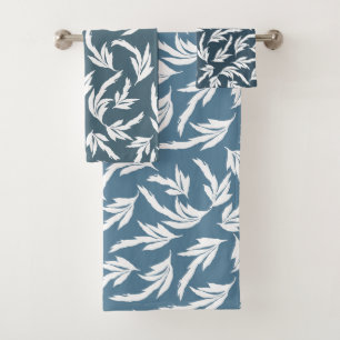 Marineblaue Blätter, modernes florales Design-Kiss Badhandtuch Set