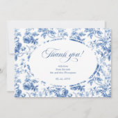 Marineblaue Blumen-Hochzeits-Dankeskarten Dankeskarte (Vorderseite)