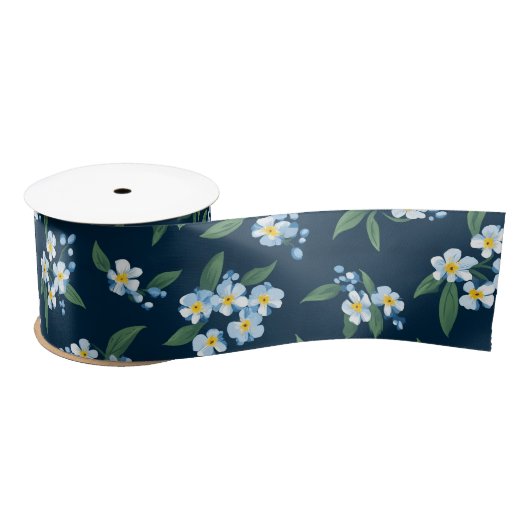 Marineblaue Blumen-Satinband Satinband (Spule)