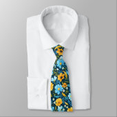 Marineblaue Blumenhochzeit Krawatte (Gebunden)