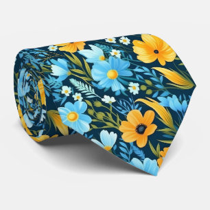 Marineblaue Blumenhochzeit Krawatte