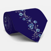 Marineblaue Blumenkrawatte Krawatte (Gerollt)