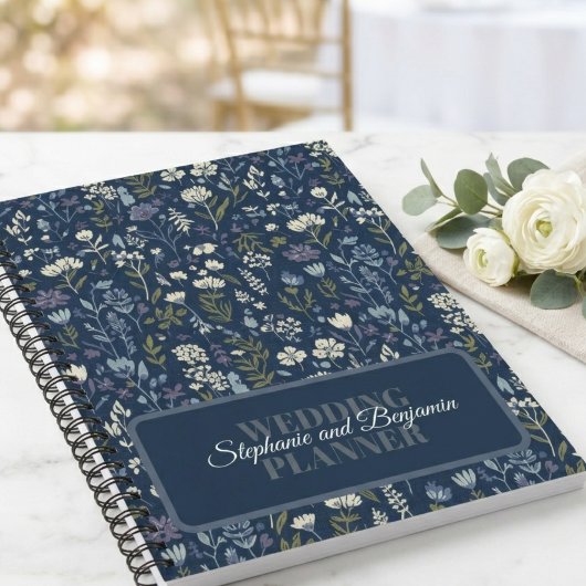 Marineblaue Boho-Botanische Hochzeit Notizblock