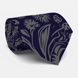Marineblaue botanische Krawatte Paisley-Schlips