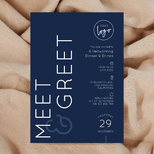 Marineblaue Business-Logo-Meet-and-Greet-Netzwerke Einladung