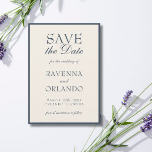 Marineblaue Creme Old Money Elegante Glam Hochzeit Save The Date