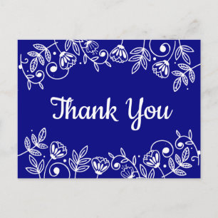 Marineblaue Dankeschön-Blumen Hochzeitsblumen Blät Postkarte