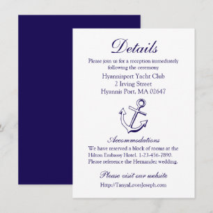 Marineblaue Details Anker Nautische Hochzeit Matro Einladung