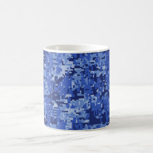 Marineblaue digitale Pixel-Tarntextur-Dekoration Kaffeetasse