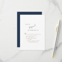 Marineblaue einfache moderne Hochzeits-RSVP