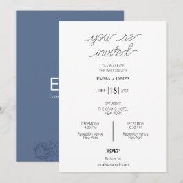 Marineblaue elegante Hochzeitseinladung Einladung