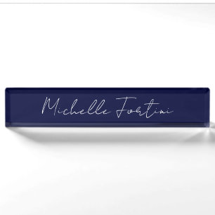 Marineblaue Farbe Schlichte Moderne Eigener Name K Namensplakette