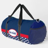 Marineblaue Farbkombination und Punkte Duffle Bag (Rechte Ecke)