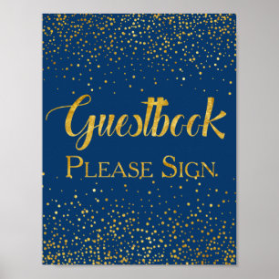 Marineblaue Faux-Gold-Glitter-Konfetti-Hochzeits-G Poster