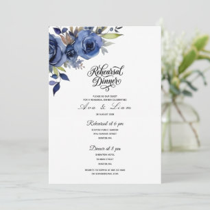 Marineblaue Floral-Probeessen-Einladung Einladung