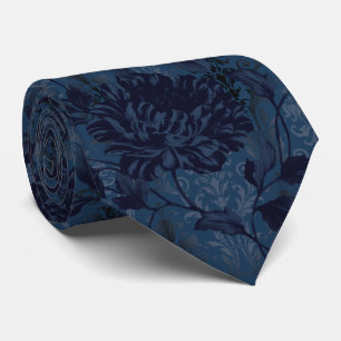Marineblaue florale Damast Aristokrat Hochzeit Krawatte