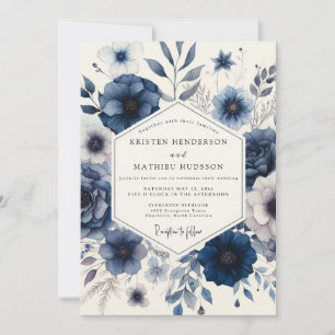 Marineblaue Florale Ethische Hochzeit Einladung