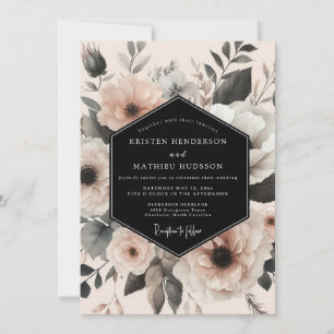 Marineblaue Florale Ethische Hochzeit Einladung