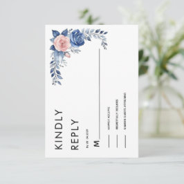 marineblaue Florale Hochzeits-RSVP-Karte RSVP Karte