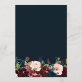 Marineblaue florale illustrierte Hochzeits-Zeitach Programm (Rückseite)