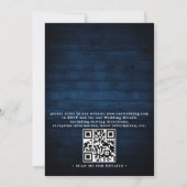 Marineblaue Florale Rustikale Lichterkette QR-Code Einladung (Rückseite)