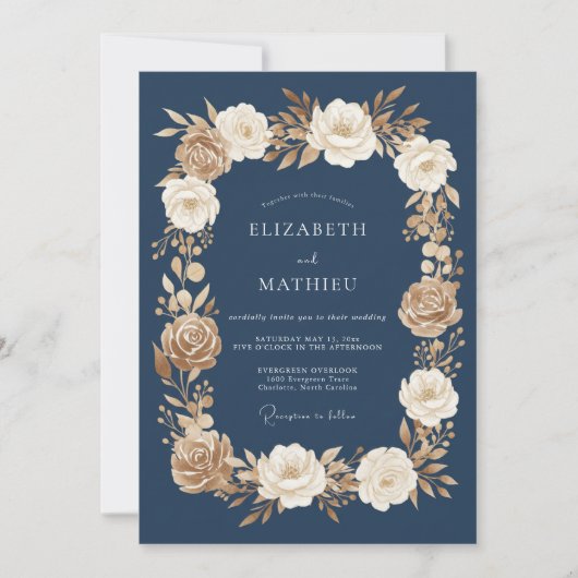 Marineblaue formelle Hochzeit Einladung (Vorderseite)