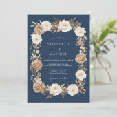 Marineblaue formelle Hochzeit Einladung (Stehend Vorderseite)