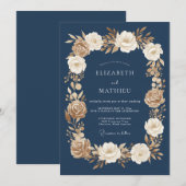 Marineblaue formelle Hochzeit Einladung (Vorne/Hinten)