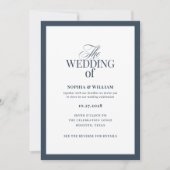 Marineblaue formelle Hochzeit mit RSVP-QR-Code Einladung (Vorderseite)
