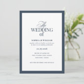 Marineblaue formelle Hochzeit mit RSVP-QR-Code Einladung (Stehend Vorderseite)